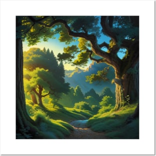 Serene Empty Hiking Trail in a Lovely Oak Woodland Posters and Art